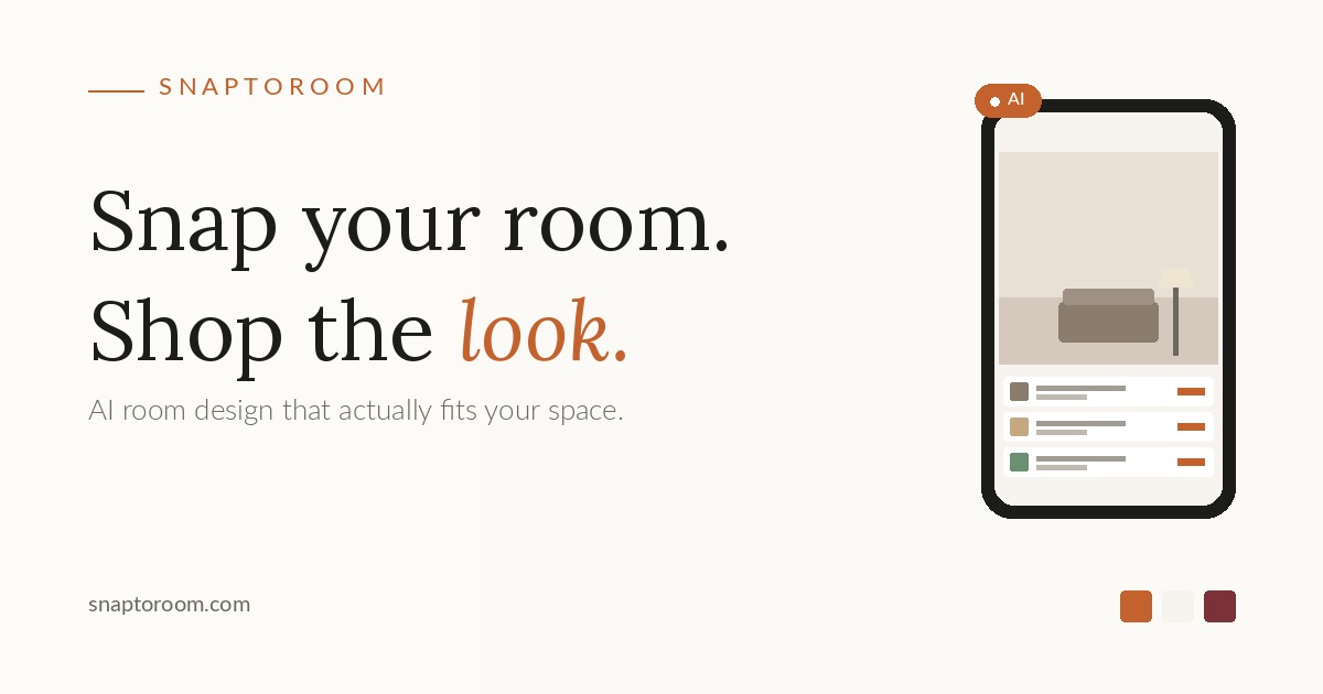 SnaptoRoom — AI room-design and shopping assistant. Take a photo of your room, get a workable plan with shoppable product recommendations.